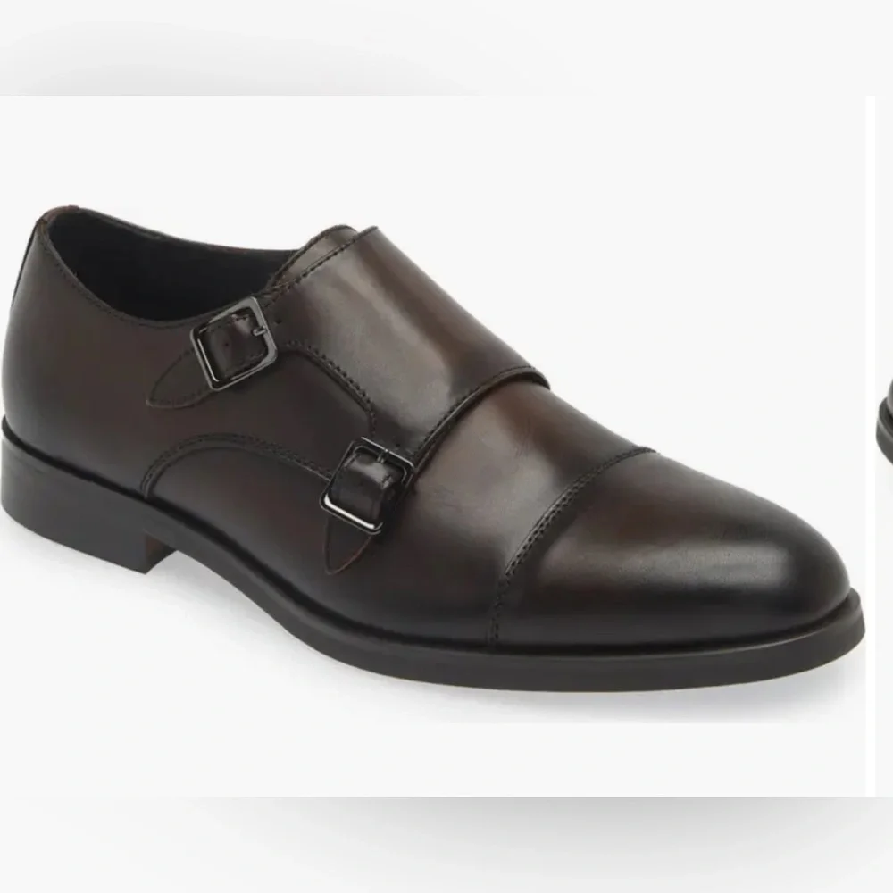 New Edison Double Monk Strap Shoe (Men) ortholite Nordstrom Sz 8.5 leather dress